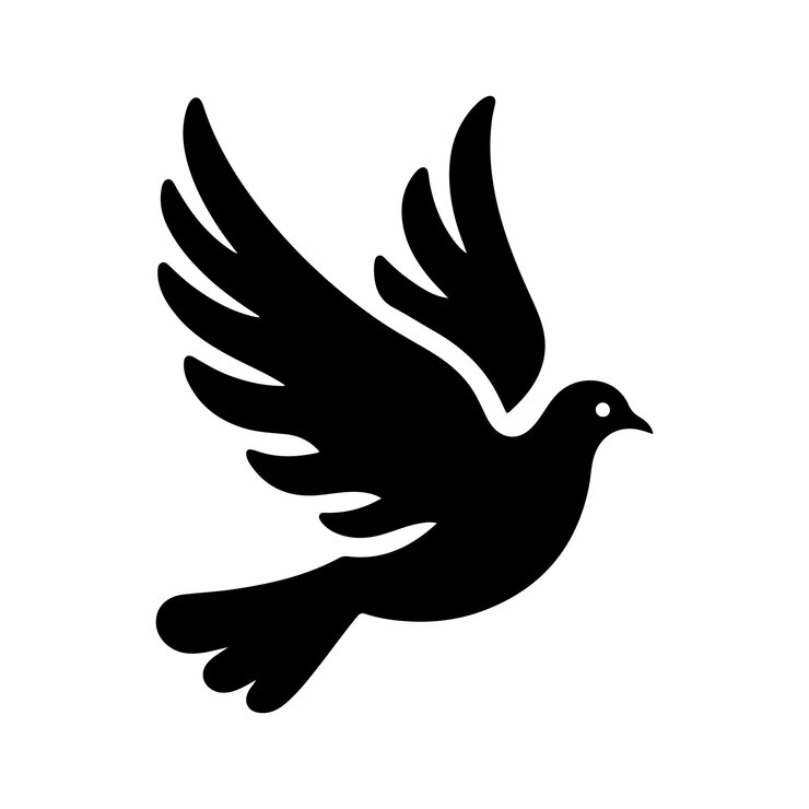 icono vectorial de la silueta de la paloma voladora