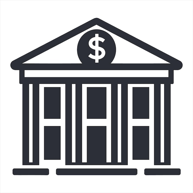 icono vectorial simple de un edificio bancario con dólares