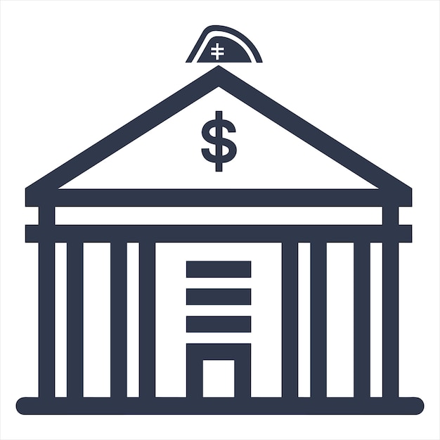 icono vectorial simple de un edificio bancario con dólares