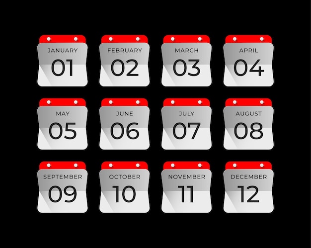 Icono vectorial simple mes de calendario del año colección de símbolos de calendario