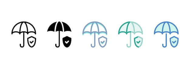 Icono vectorial simple en un paraguas y escudo temático