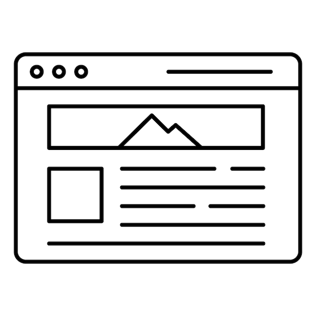 Icono vectorial de sitio web que representa la navegación por Internet en la red digital y la visualización de la página de inicio en línea