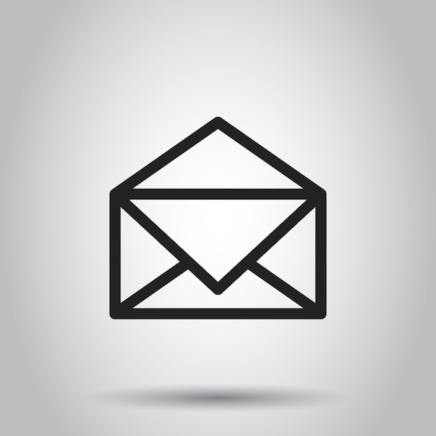 Icono vectorial de sobre de correo Ilustración vectorial plana de correo electrónico Pictograma de concepto de negocio de correo electrónico en fondo blanco
