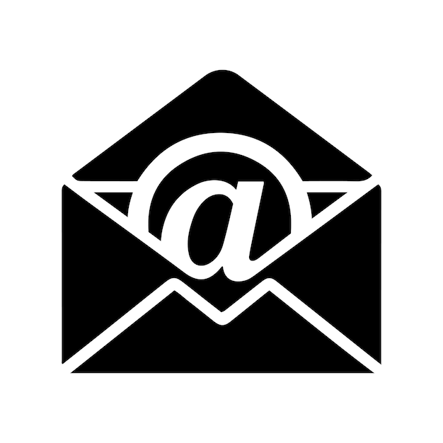 Icono vectorial de sobre de correo con el símbolo at en fondo blanco