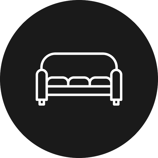 El icono vectorial del sofá se puede usar para el conjunto de iconos interiores