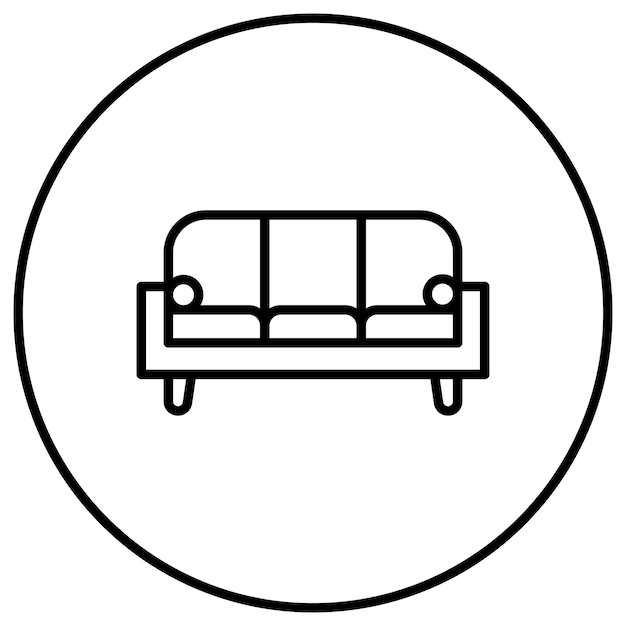 El icono vectorial del sofá se puede utilizar para el conjunto de iconos interiores