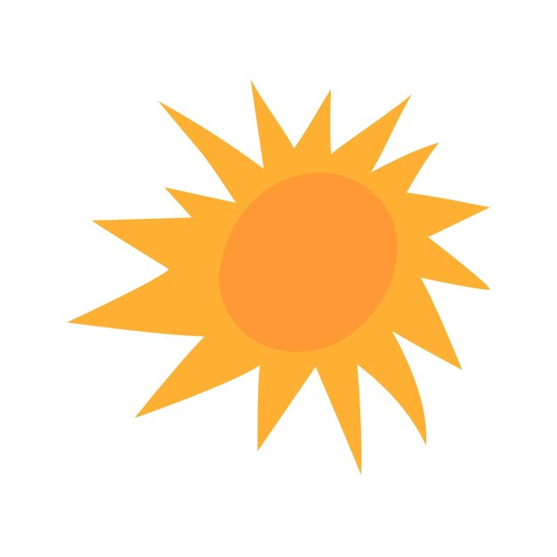 Icono vectorial del sol en color naranja dibujado a mano eps 10 en un fondo transparente