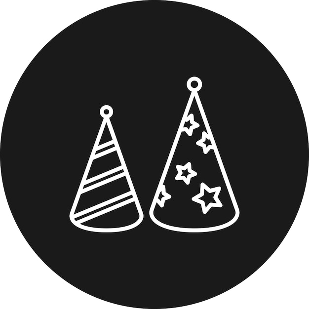 El icono vectorial de los sombreros de fiesta se puede usar para el conjunto de iconos de fiesta y celebración