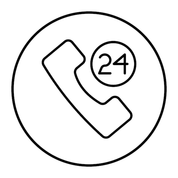El icono vectorial de soporte 24H se puede utilizar para el conjunto de iconos de comunicación y medios