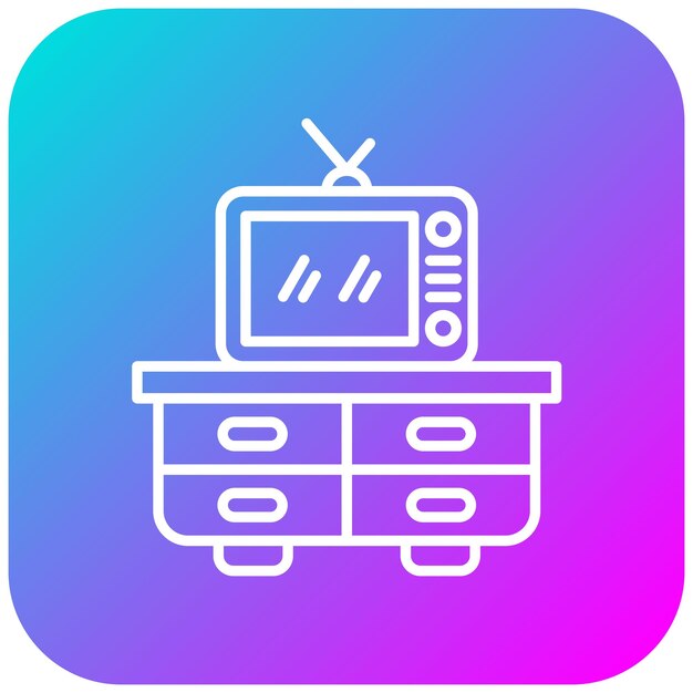 El icono vectorial del soporte de TV se puede utilizar para el conjunto de iconos de artículos para el hogar