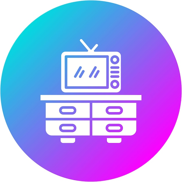 El icono vectorial del soporte de TV se puede utilizar para el conjunto de iconos de artículos para el hogar