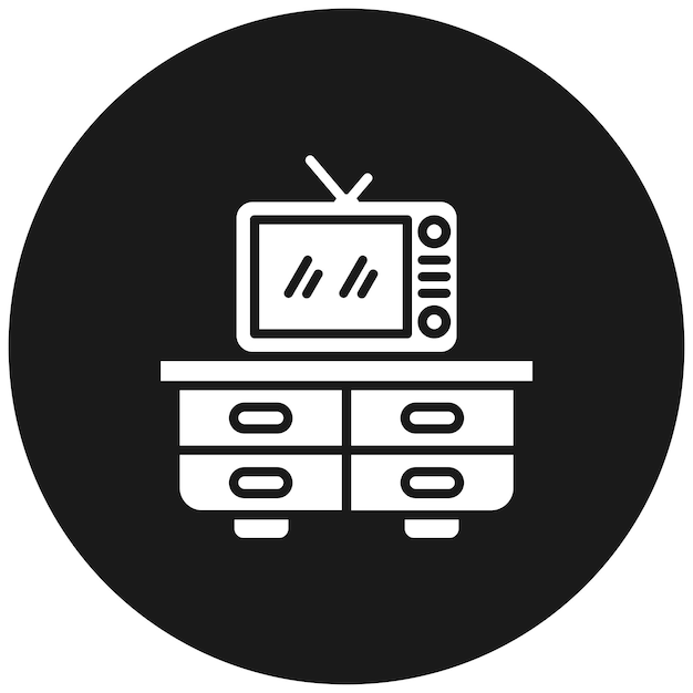 El icono vectorial del soporte de TV se puede utilizar para el conjunto de iconos de artículos para el hogar