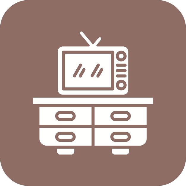El icono vectorial del soporte de TV se puede utilizar para el conjunto de iconos de artículos para el hogar