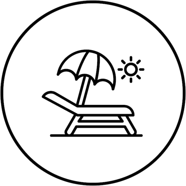 El icono vectorial de Sun Lounger se puede usar para el conjunto de iconos de Coastline
