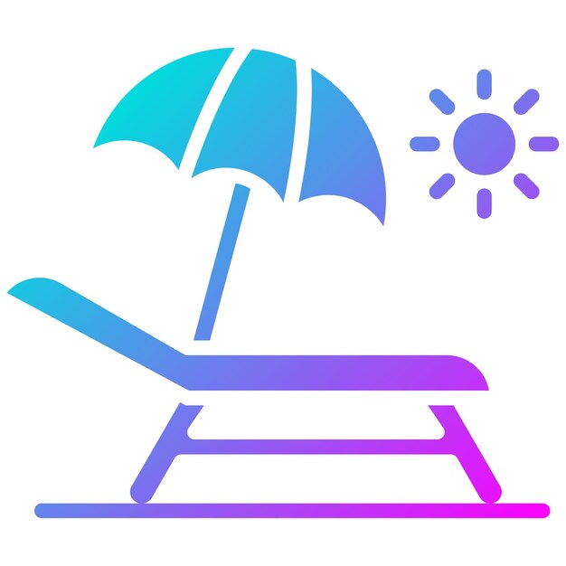 El icono vectorial de Sun Lounger se puede usar para el conjunto de iconos de Coastline