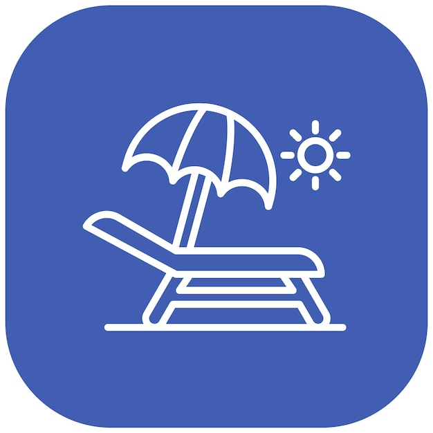 El icono vectorial de Sun Lounger se puede usar para el conjunto de iconos de Coastline