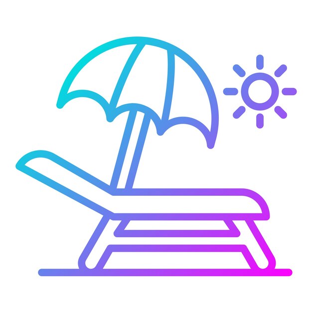 El icono vectorial de Sun Lounger se puede usar para el conjunto de iconos de Coastline