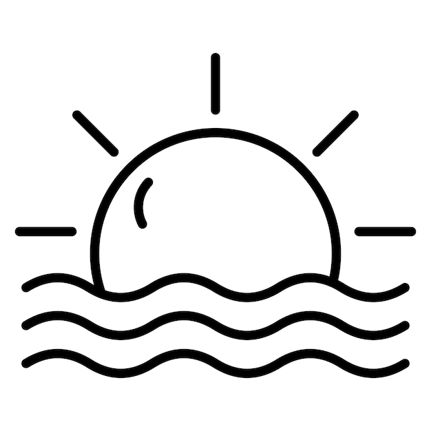 El icono vectorial de Sunset View se puede utilizar para el conjunto de iconos de la Agencia de Viajes