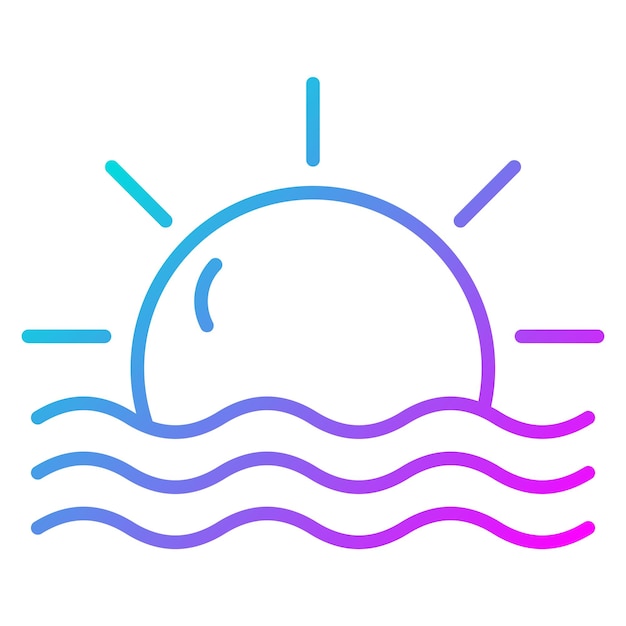 El icono vectorial de Sunset View se puede utilizar para el conjunto de iconos de la Agencia de Viajes