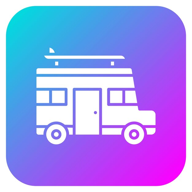 El icono vectorial de Surf Van se puede usar para el conjunto de iconos de verano