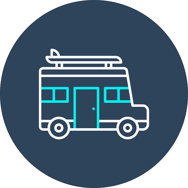 El icono vectorial de Surf Van se puede usar para el conjunto de iconos de verano