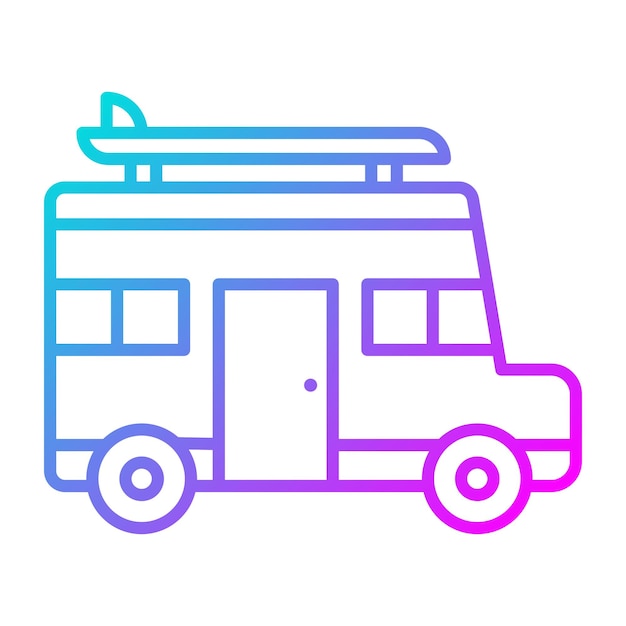 El icono vectorial de Surf Van se puede usar para el conjunto de iconos de verano