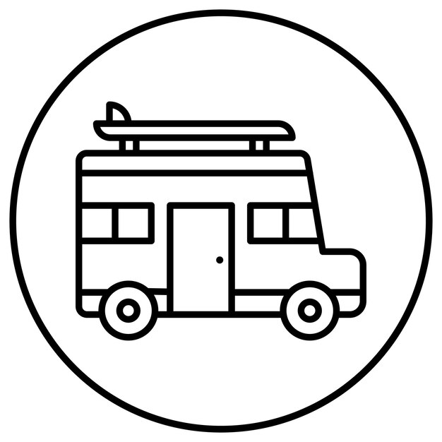 El icono vectorial de Surf Van se puede usar para el conjunto de iconos de verano
