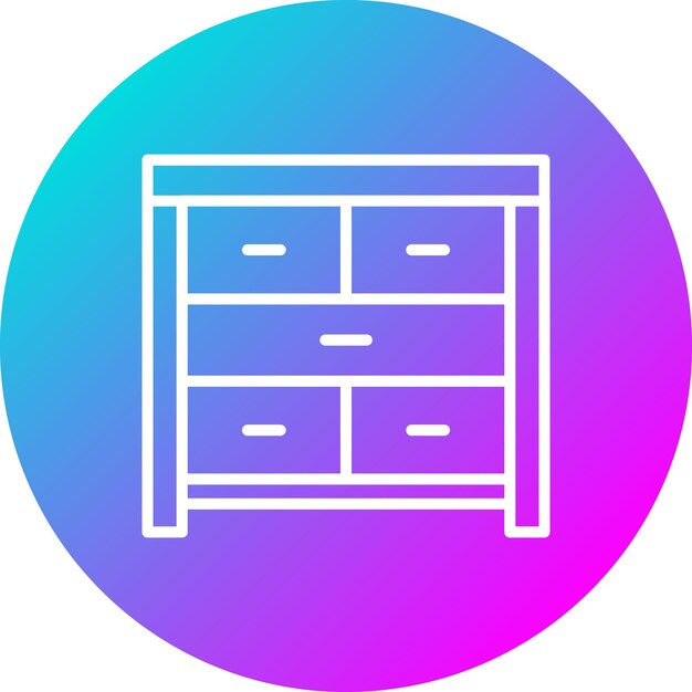 El icono vectorial de la tabla del cajón se puede usar para el conjunto de iconos interiores