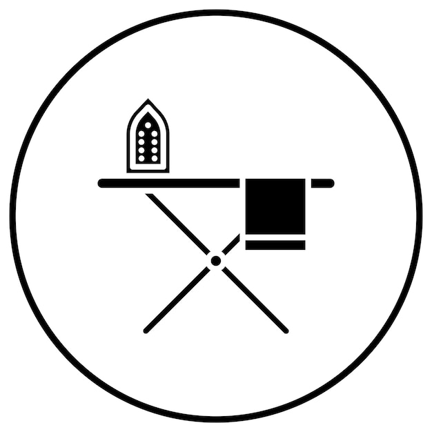 El icono vectorial de la tabla de planchar se puede utilizar para el conjunto de iconos de costura