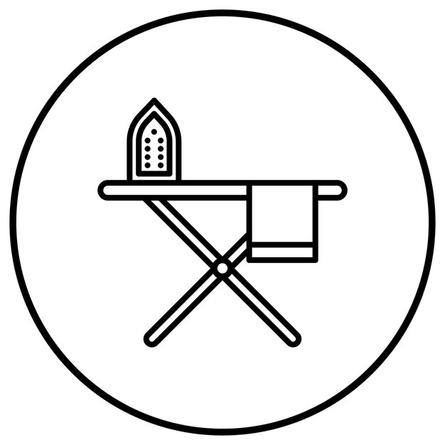El icono vectorial de la tabla de planchar se puede utilizar para el conjunto de iconos de costura