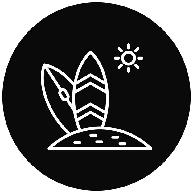 El icono vectorial de la tabla de surf se puede usar para el conjunto de iconos de Beach Resort