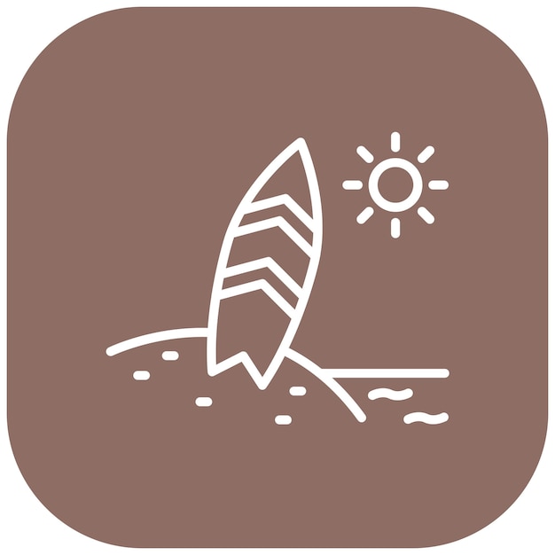 El icono vectorial de la tabla de surf se puede usar para el conjunto de iconos de la línea de costa