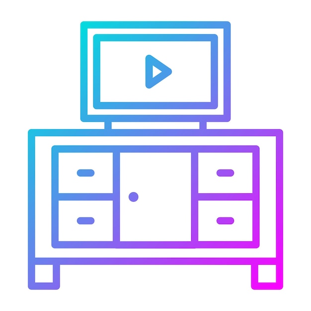 El icono vectorial de la tabla de TV se puede utilizar para el conjunto de iconos interiores