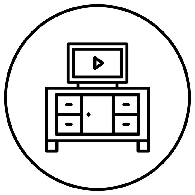 El icono vectorial de la tabla de TV se puede utilizar para el conjunto de iconos interiores