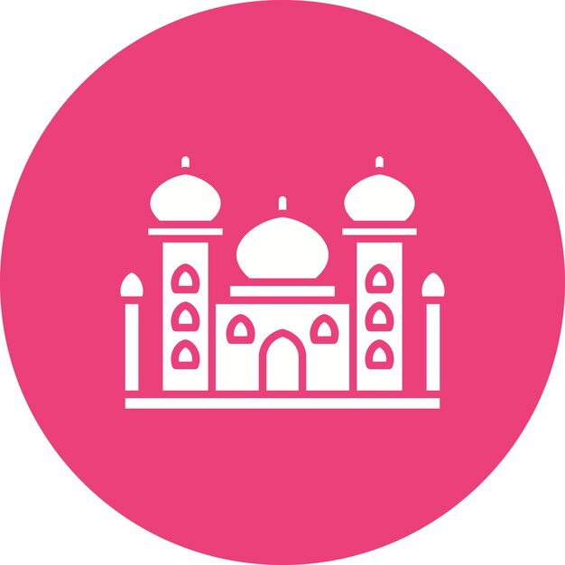 El icono vectorial del Taj Mahal se puede usar para el conjunto de iconos de puntos de referencia