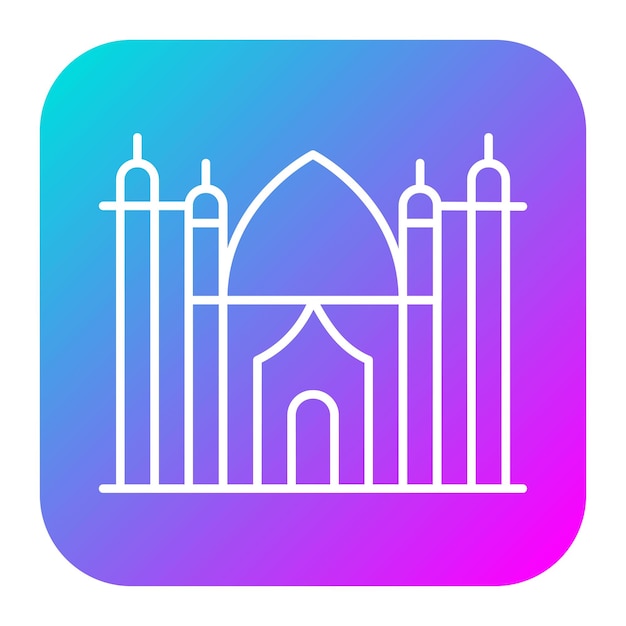 El icono vectorial del Taj Mahal se puede usar para el conjunto de iconos de puntos de referencia