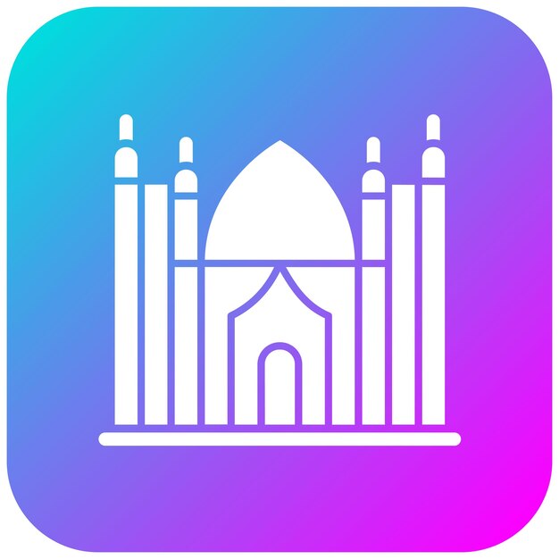 El icono vectorial del Taj Mahal se puede usar para el conjunto de iconos de puntos de referencia
