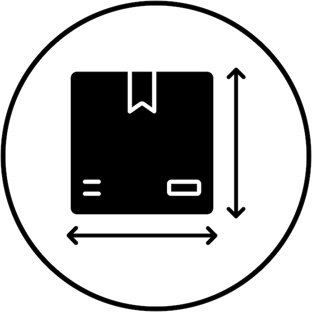 El icono vectorial del tamaño del paquete se puede utilizar para el conjunto de iconos de entrega y logística