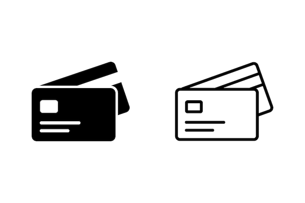 Icono vectorial de tarjeta de crédito y tarjeta para pagos en línea y retiro de efectivo