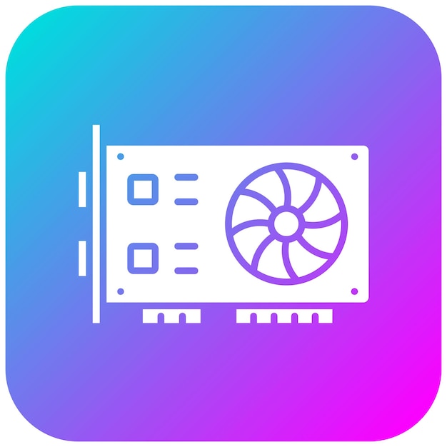 El icono vectorial de la tarjeta gráfica se puede utilizar para el conjunto de iconos de computadora y hardware