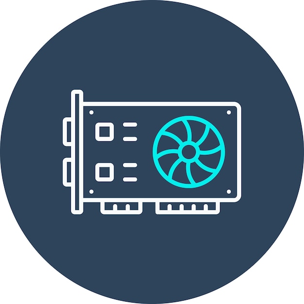 El icono vectorial de la tarjeta gráfica se puede utilizar para el conjunto de iconos de computadora y hardware