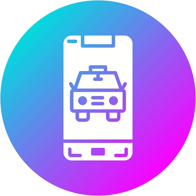 El icono vectorial de taxi móvil se puede utilizar para el conjunto de iconos de aplicaciones móviles
