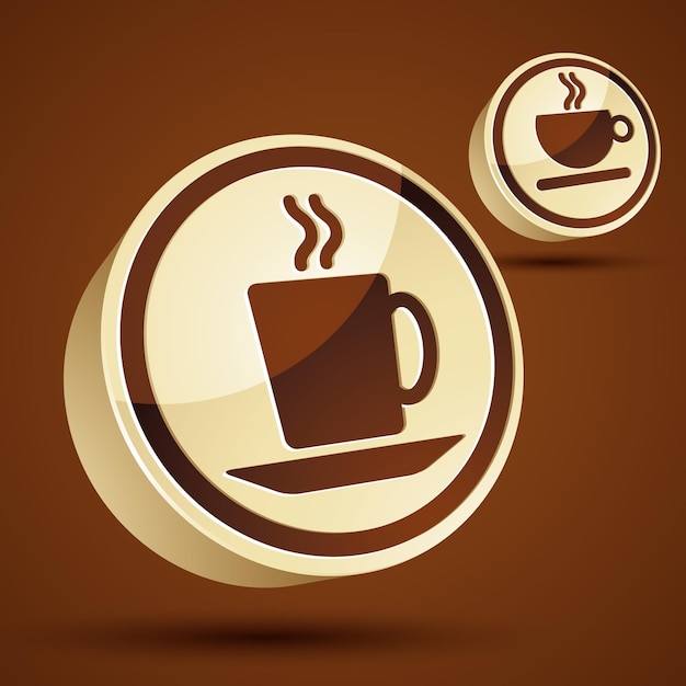 El icono vectorial de la taza de café en 3D