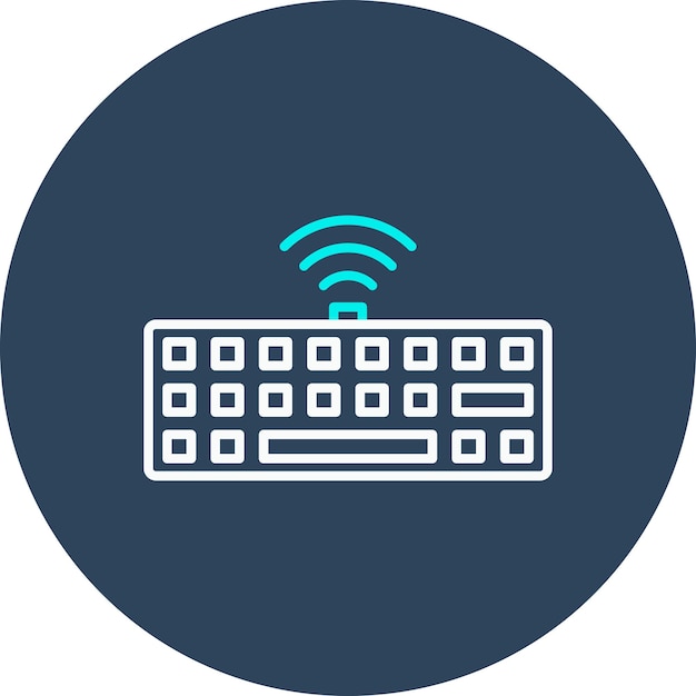 El icono vectorial del teclado inalámbrico se puede utilizar para el conjunto de iconos de computadora y hardware
