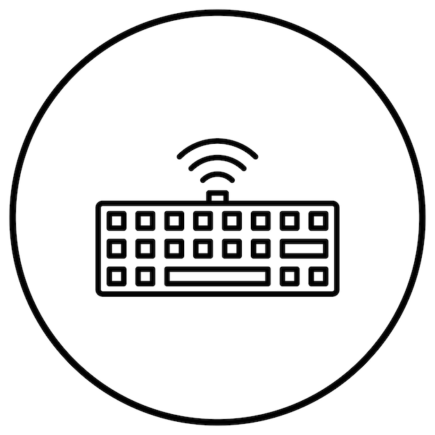 El icono vectorial del teclado inalámbrico se puede utilizar para el conjunto de iconos de computadora y hardware