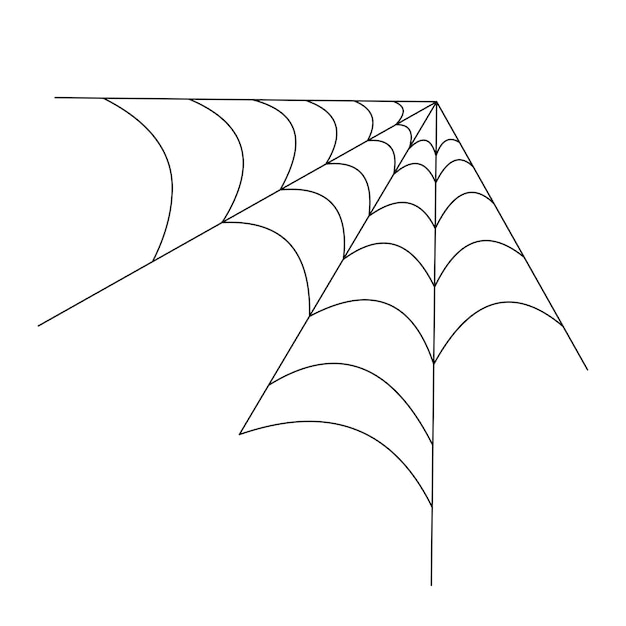 El icono vectorial de la telaraña de la esquina de Halloween La telaraña redondeada Ilustración del contorno aislada en blanco