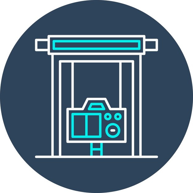 El icono vectorial del telón de fondo de la cámara se puede utilizar para el conjunto de iconos de fotografía