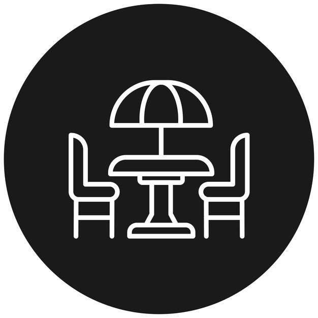 El icono vectorial de la terraza del café se puede utilizar para el conjunto de iconos de la cafetería