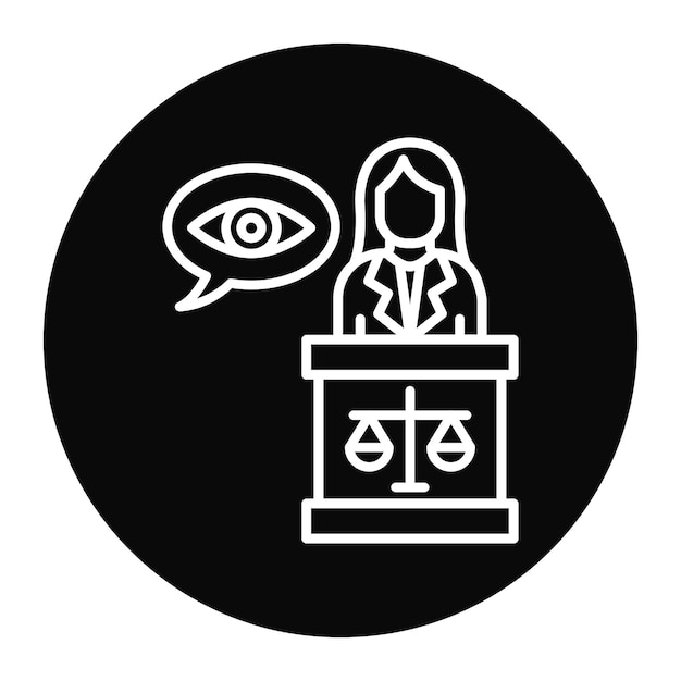 Vector el icono vectorial de testigo femenino se puede usar para el conjunto de iconos de investigación de delitos