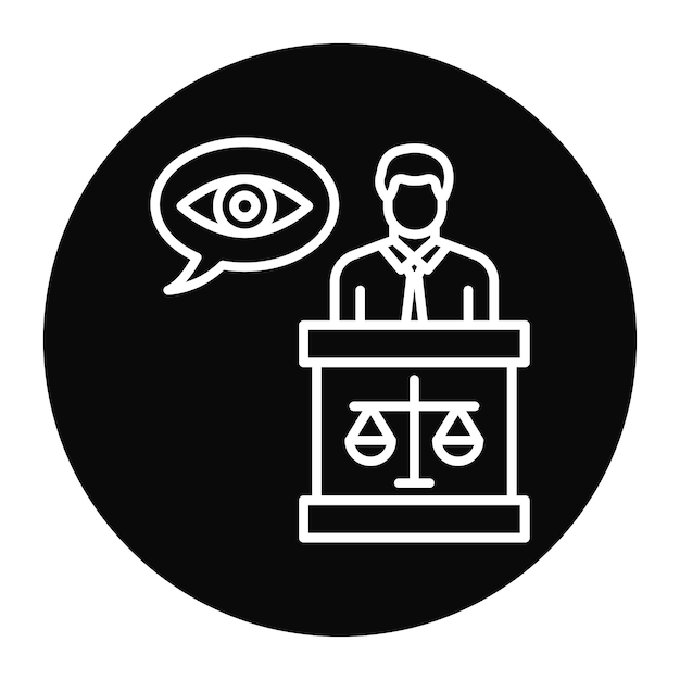 El icono vectorial de testigo masculino se puede usar para el conjunto de iconos de investigación de delitos